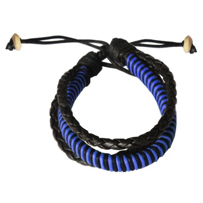 Mens Jewellery Navy Blue::Black  Multilayer  Adjustable Cuff Fashion Bracelet 